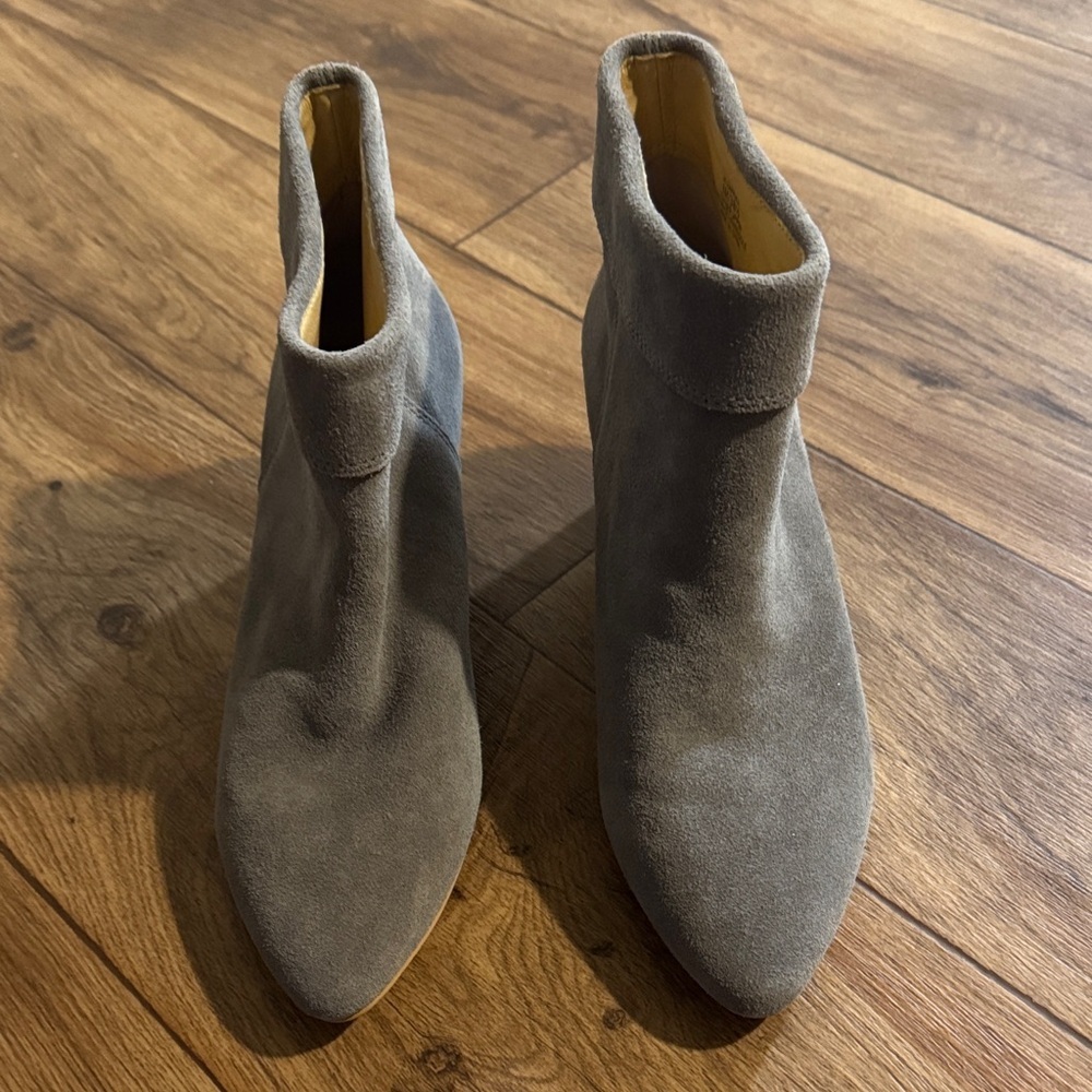Lucky Brand Taupe Suede Pointed-Toe Ankle Booties